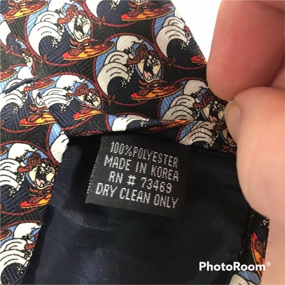 Looney Tunes Men's Tie Tazmanian Devil 1999 Warner Bros 100% Polyester Preowned - Picture 5 of 7